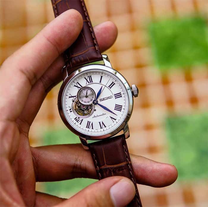 Mua Đồng hồ Seiko SSA231K1 dây da màu nâu, lộ máy cho Nam